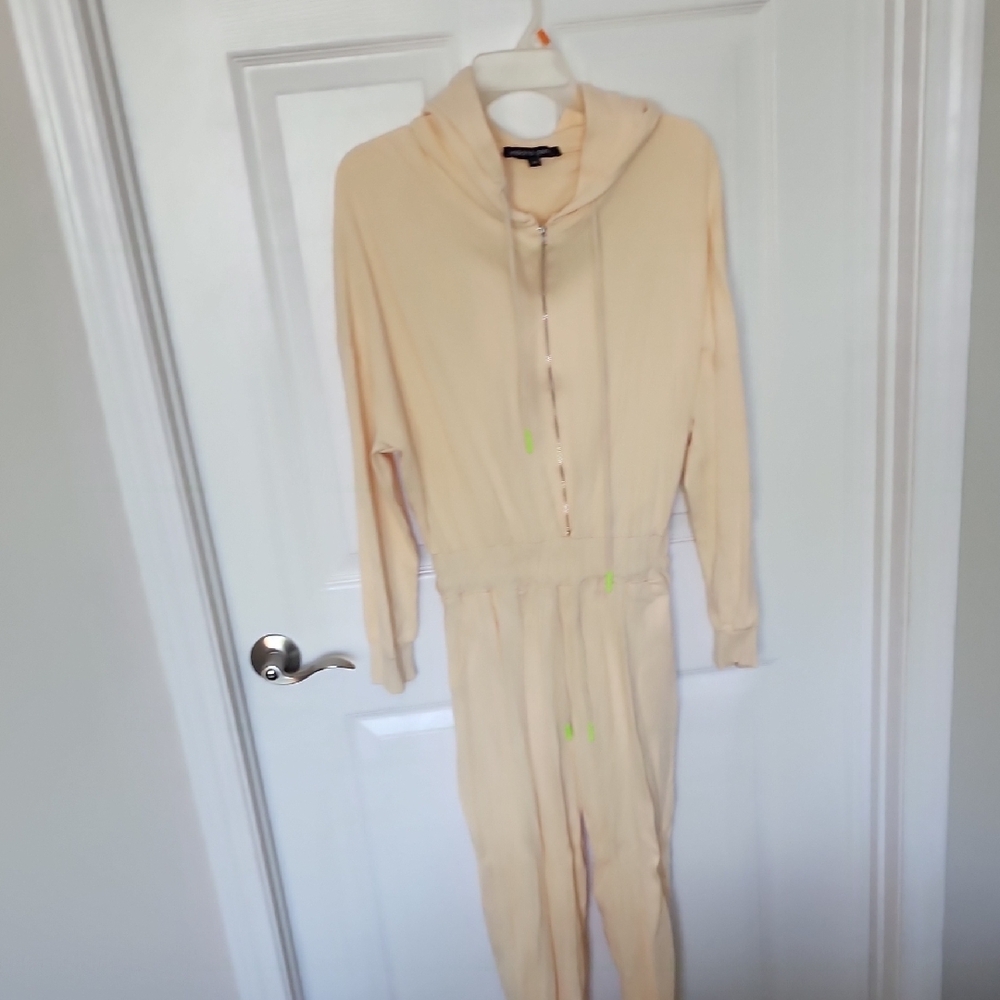 Cream Hooded Jumpsuit